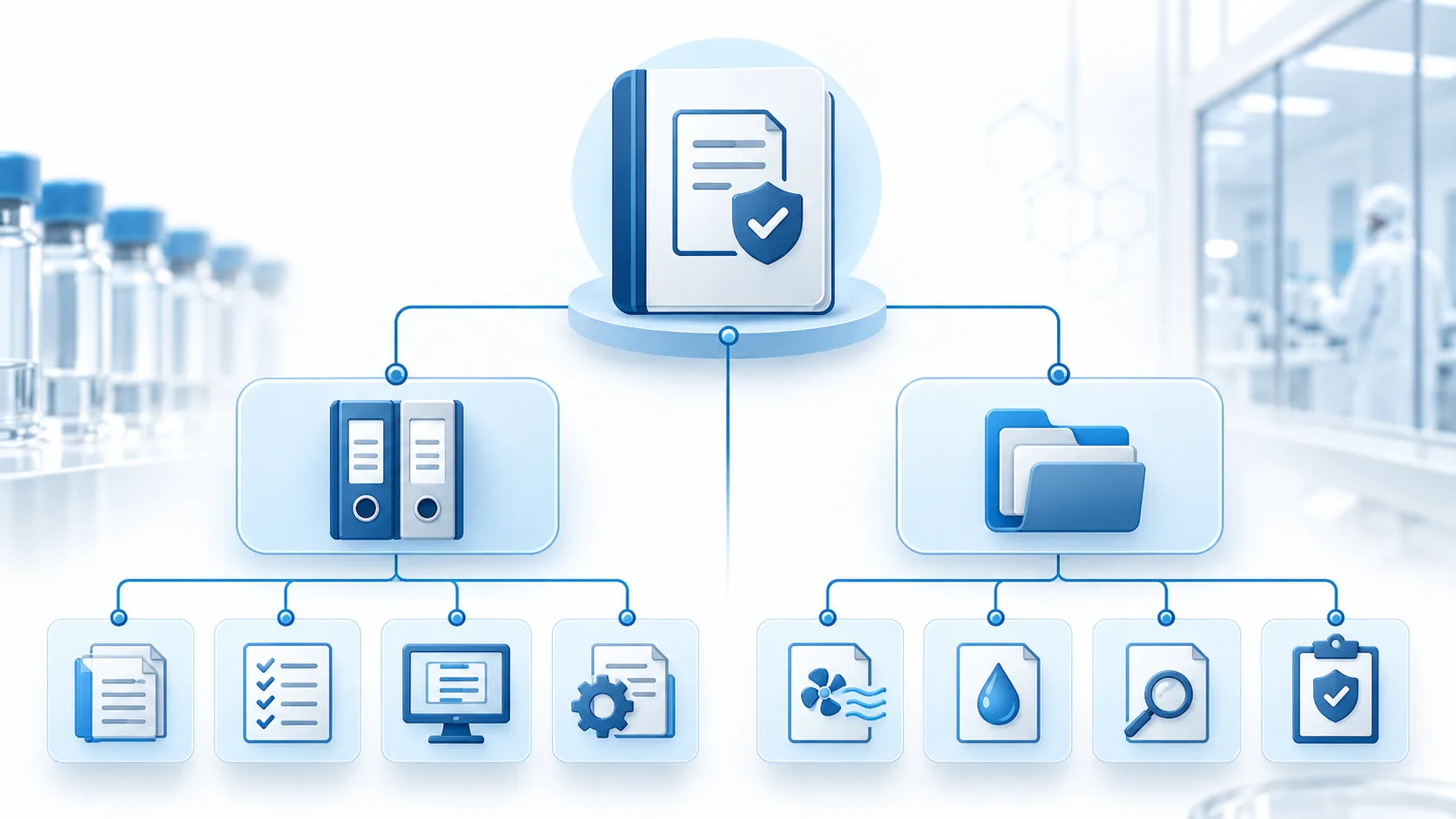Profesional revisando documentos regulatorios y archivos de Buenas Prácticas de Fabricación en un entorno farmacéutico, representando la actualización de la Disposición ANMAT 4159/23.