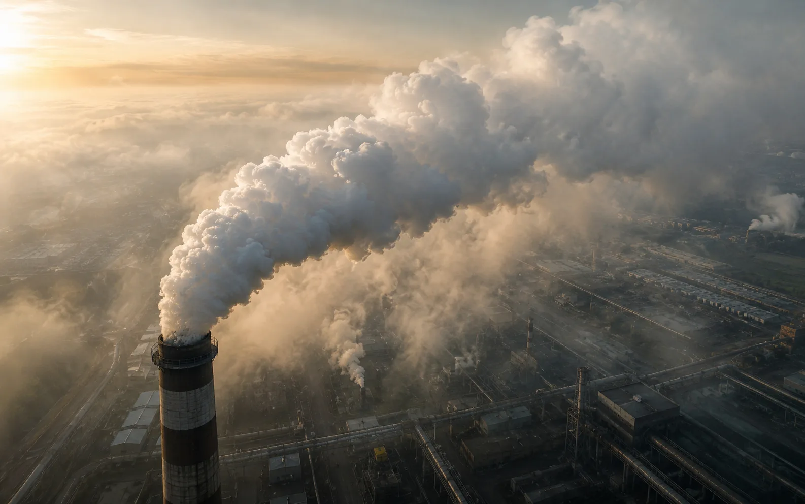 Gases de combustión emitidos por chimenea industrial en contexto de captura de CO₂